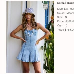 Social Hour Mini Denim Dress